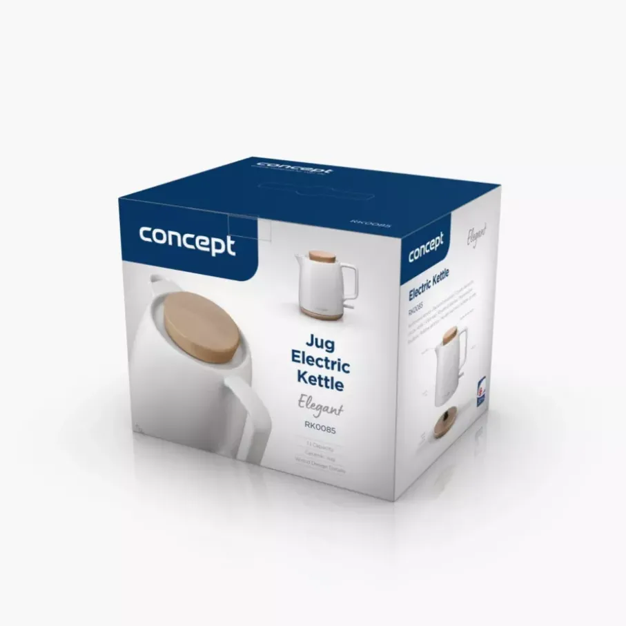 Czajnik elektryczny CONCEPT ELEGANT 1L ceramiczny biały
