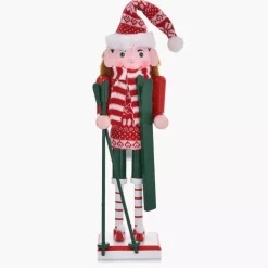 Dekoracja świąteczna figurka z nartami DUKA NORALF ELF 28.5 cm czerwona