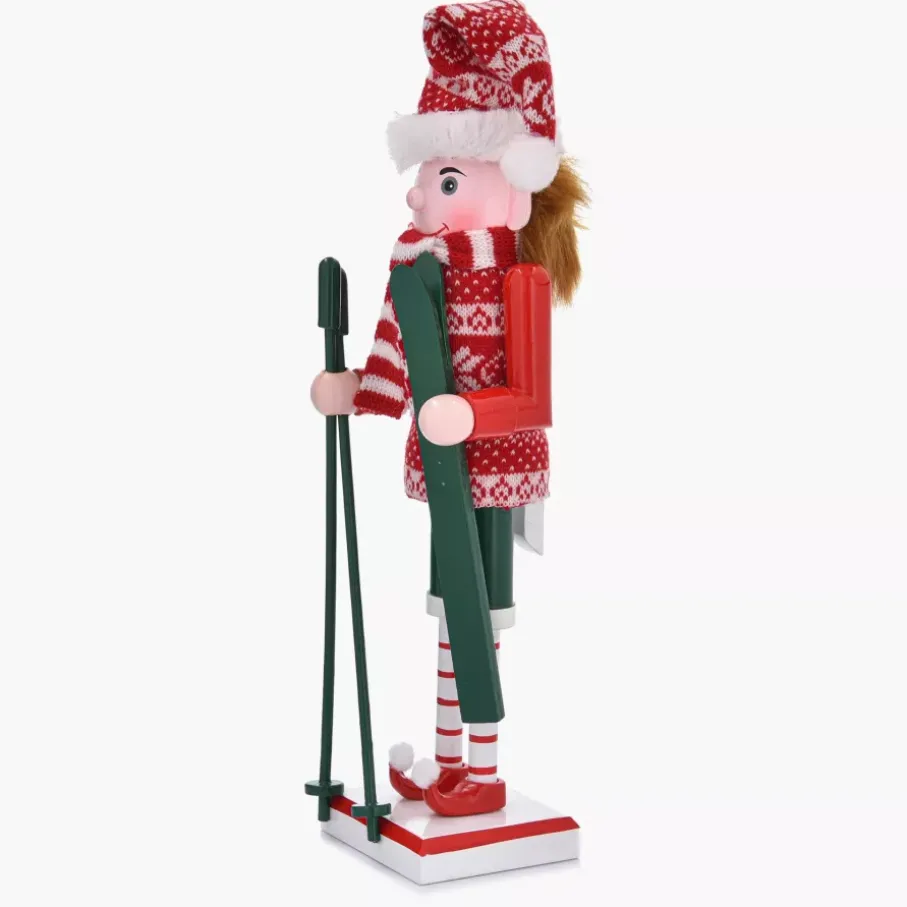 Dekoracja świąteczna figurka z nartami DUKA NORALF ELF 28.5 cm czerwona