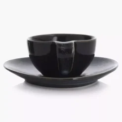 Filiżanka do espresso ze spodkiem DUKA TIME BLACK 60 ml porcelanowa