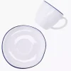 Filiżanka ze spodkiem DUKA KROG 220 ml biała granatowa porcelana