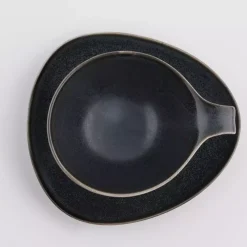 Filiżanka ze spodkiem DUKA TIME BLACK 350 ml grafitowa porcelanowa