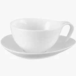 Filiżanka ze spodkiem DUKA TIME 350 ml biała porcelana