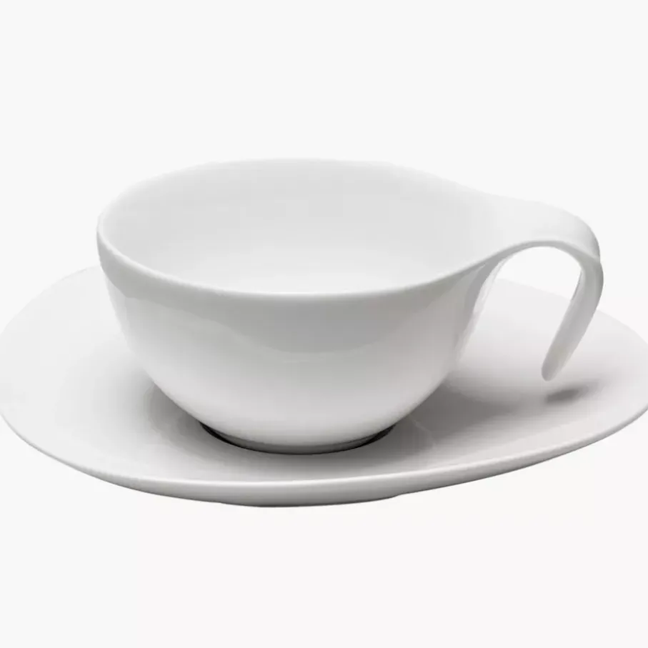 Filiżanka ze spodkiem DUKA TIME 150 ml biała porcelana