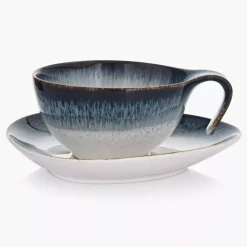 Filiżanka ze spodkiem DUKA TIME DIM 350 ml wielokolorowa porcelanowa