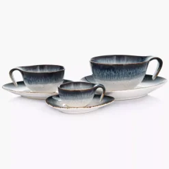 Filiżanka ze spodkiem DUKA TIME DIM 150 ml wielokolorowa porcelanowa