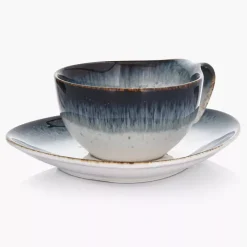 Filiżanka ze spodkiem DUKA TIME DIM 150 ml wielokolorowa porcelanowa