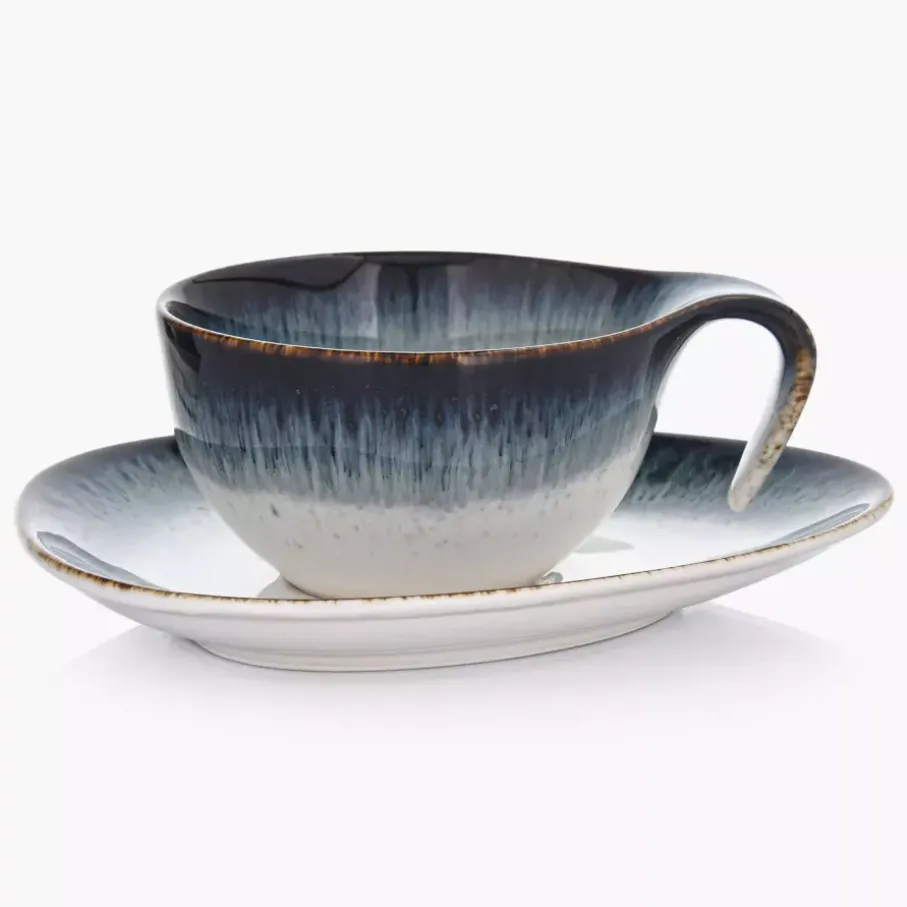 Filiżanka ze spodkiem DUKA TIME DIM 150 ml wielokolorowa porcelanowa