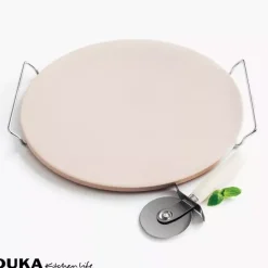 Kamień do pizzy z nożykiem DUKA PIZZA STONE 33 cm
