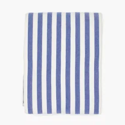 Obrus w paski DUKA REMMAR JAQUARD 320x170 cm biały niebieski bawełniany