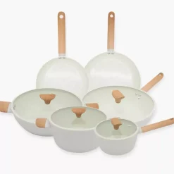 Patelnia z powłoką ceramiczną DUKA GRAN 24 cm beżowa szara aluminiowa
