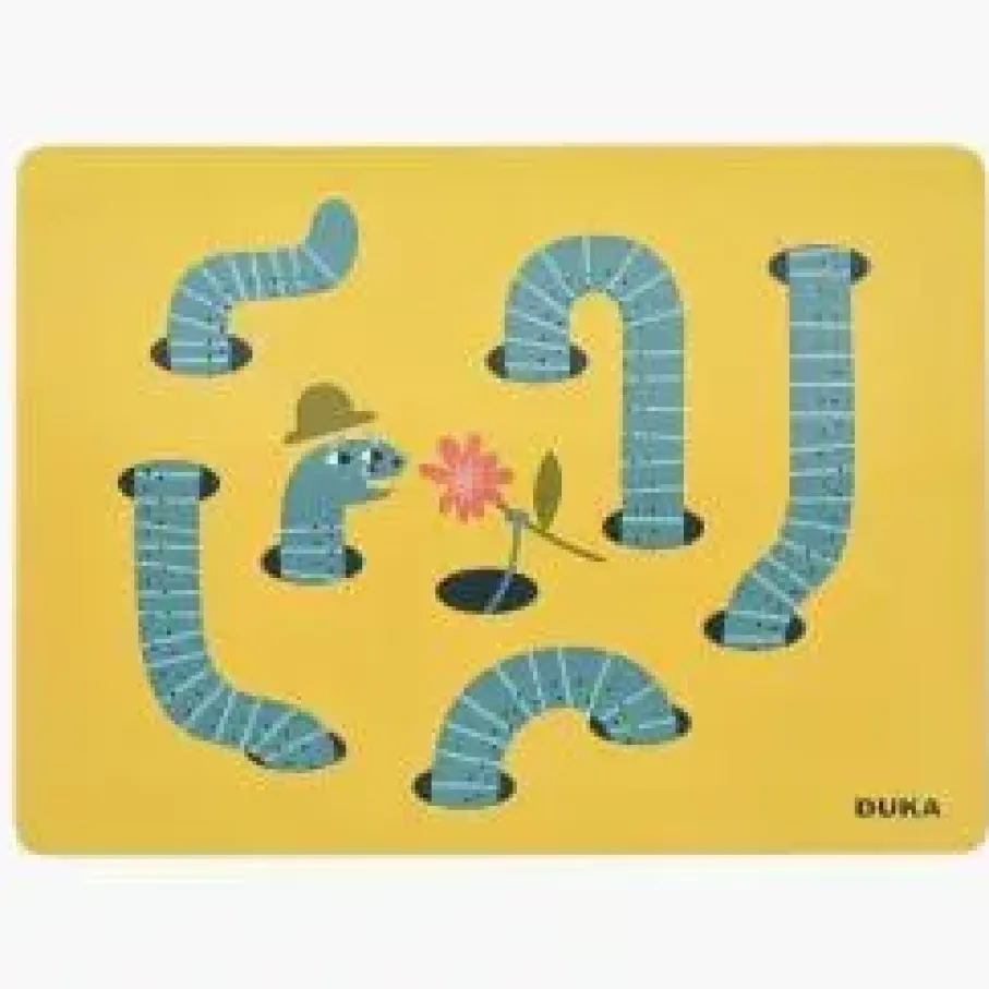 Podkładka na stół dla dzieci w dżdżownice 39,5x29,5 cm żółto-zielona DUKA MINI