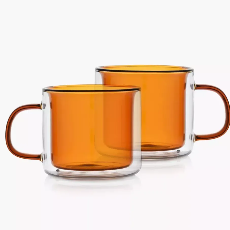 Szklanki do kawy i herbaty DUKA FARG 2 szt. 250 ml bursztynowe szklane
