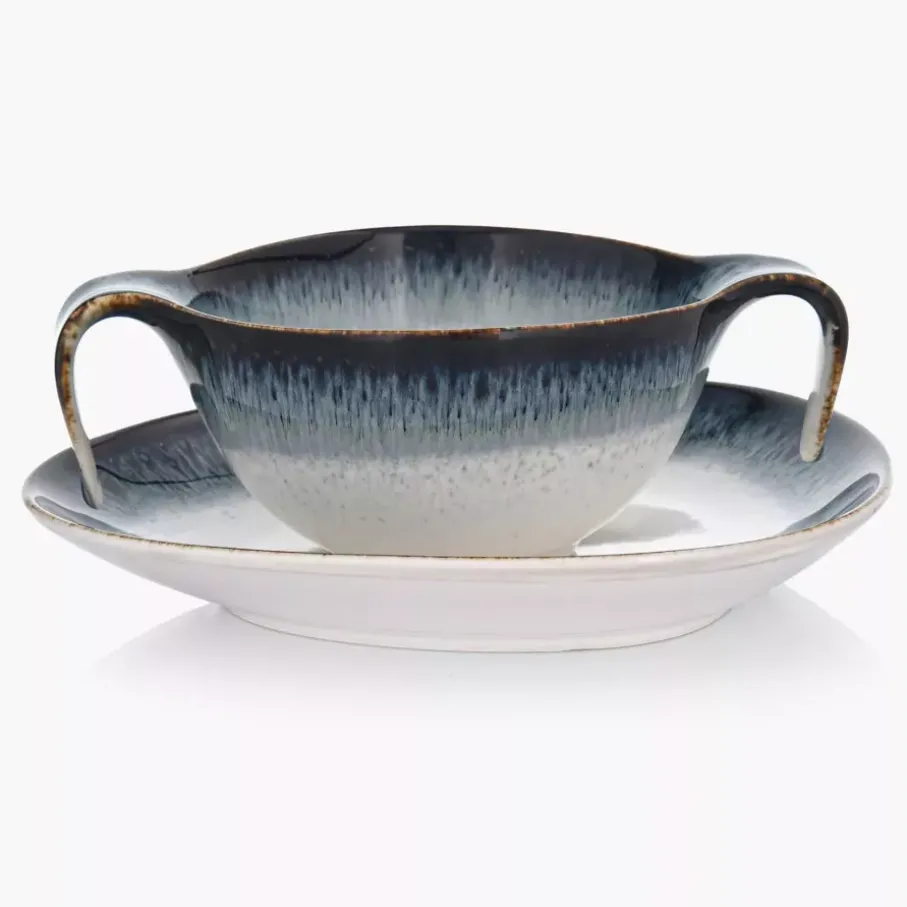 Talerz głęboki bulionówka ze spodkiem DUKA TIME DIM 450 ml porcelanowy