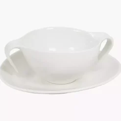 Talerz głęboki, bulionówka ze spodkiem DUKA TIME 450 ml biała