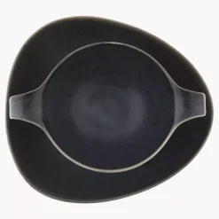 Talerz głęboki bulionówka ze spodkiem DUKA TIME BLACK 450 ml porcelanowy