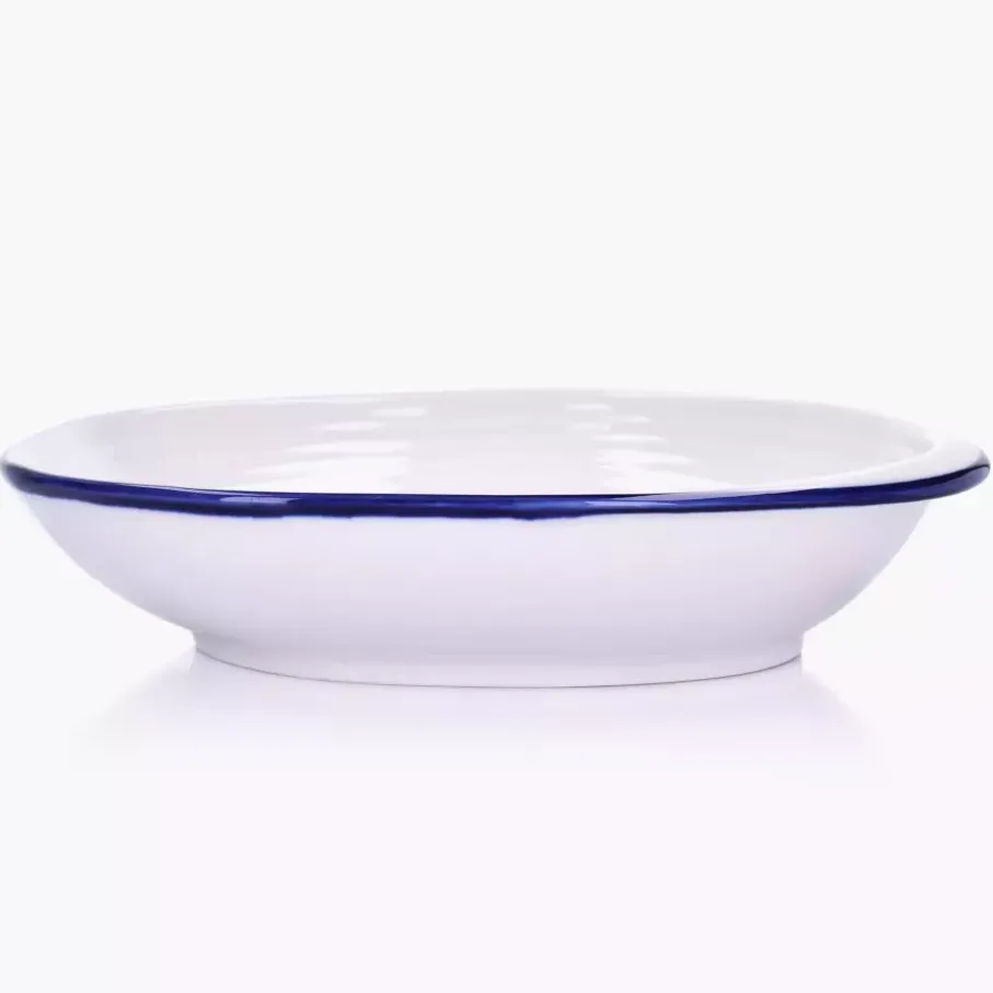 Talerz głęboki obiadowy DUKA KROG 22 cm biały granatowy porcelana