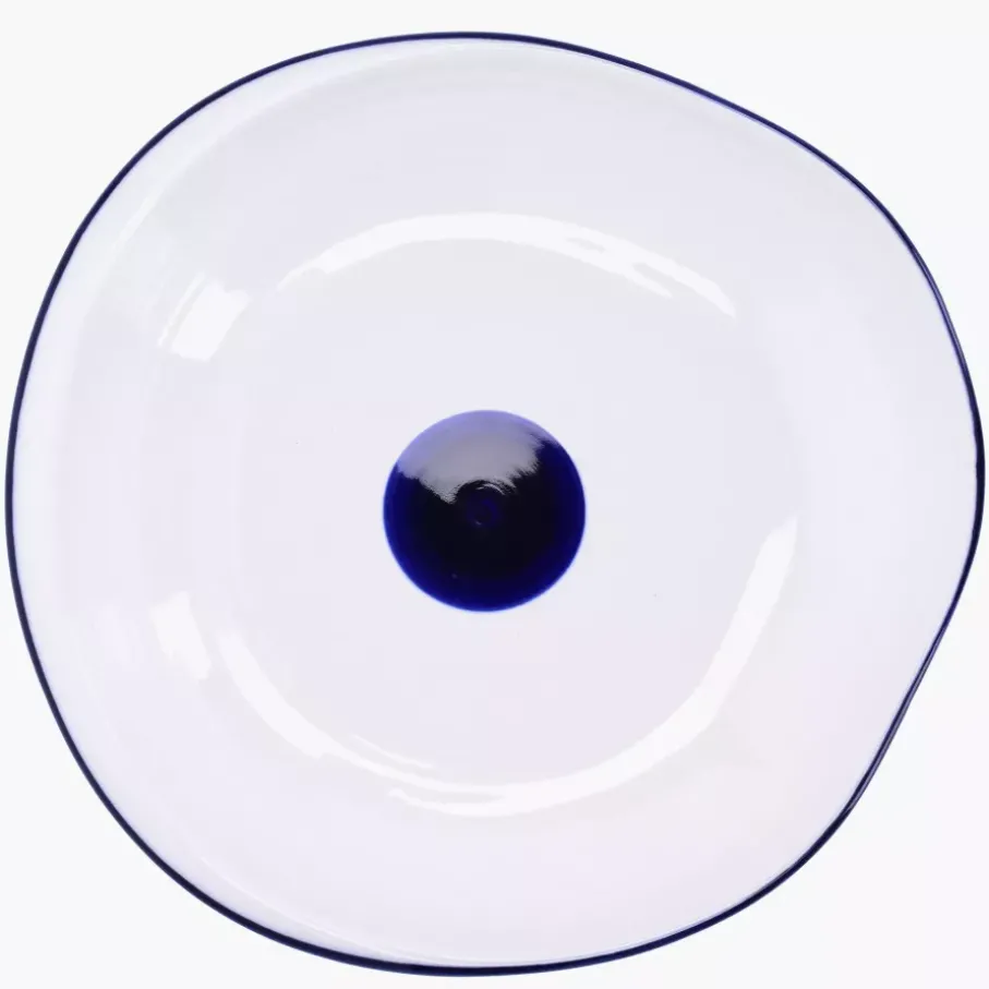 Talerz głęboki obiadowy DUKA KROG 22 cm biały granatowy porcelana