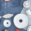 Talerz śniadaniowy DUKA KROG 20 cm biały granatowy porcelana