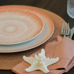 Talerz śniadaniowy DUKA SOLVIND 21 cm biały różowy porcelanowy