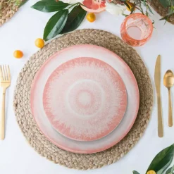 Talerz śniadaniowy DUKA SOLVIND 21 cm biały różowy porcelanowy