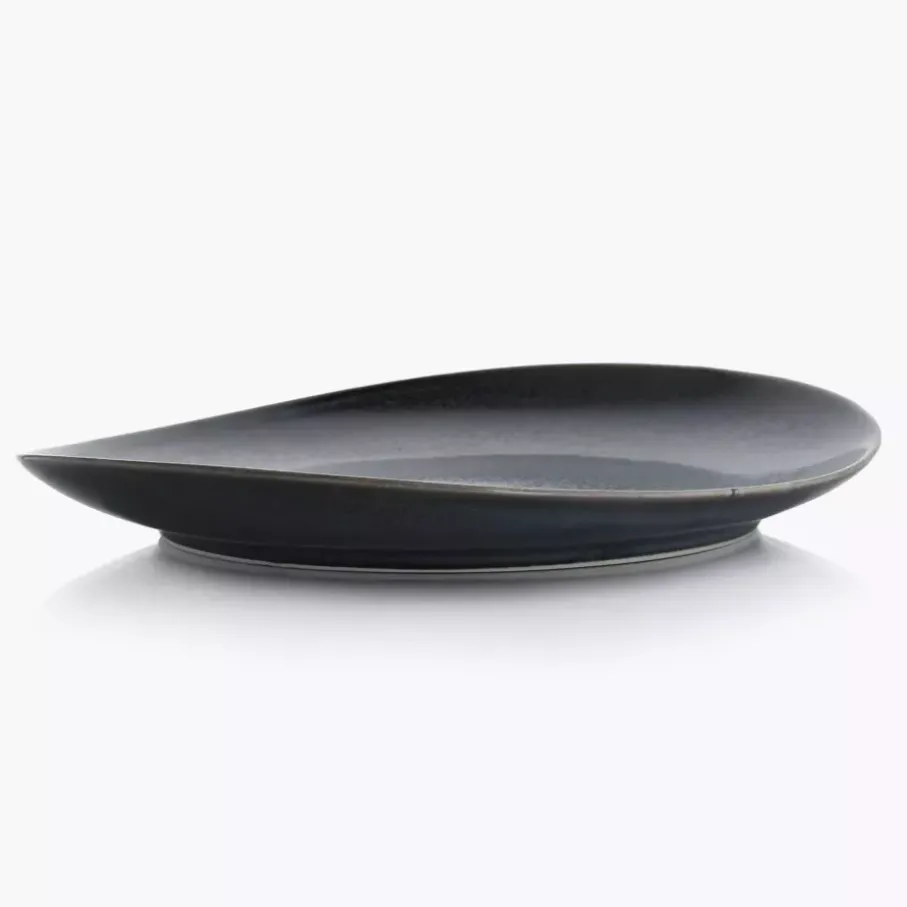 Talerz obiadowy DUKA TIME BLACK 28x24 cm grafitowy porcelanowy