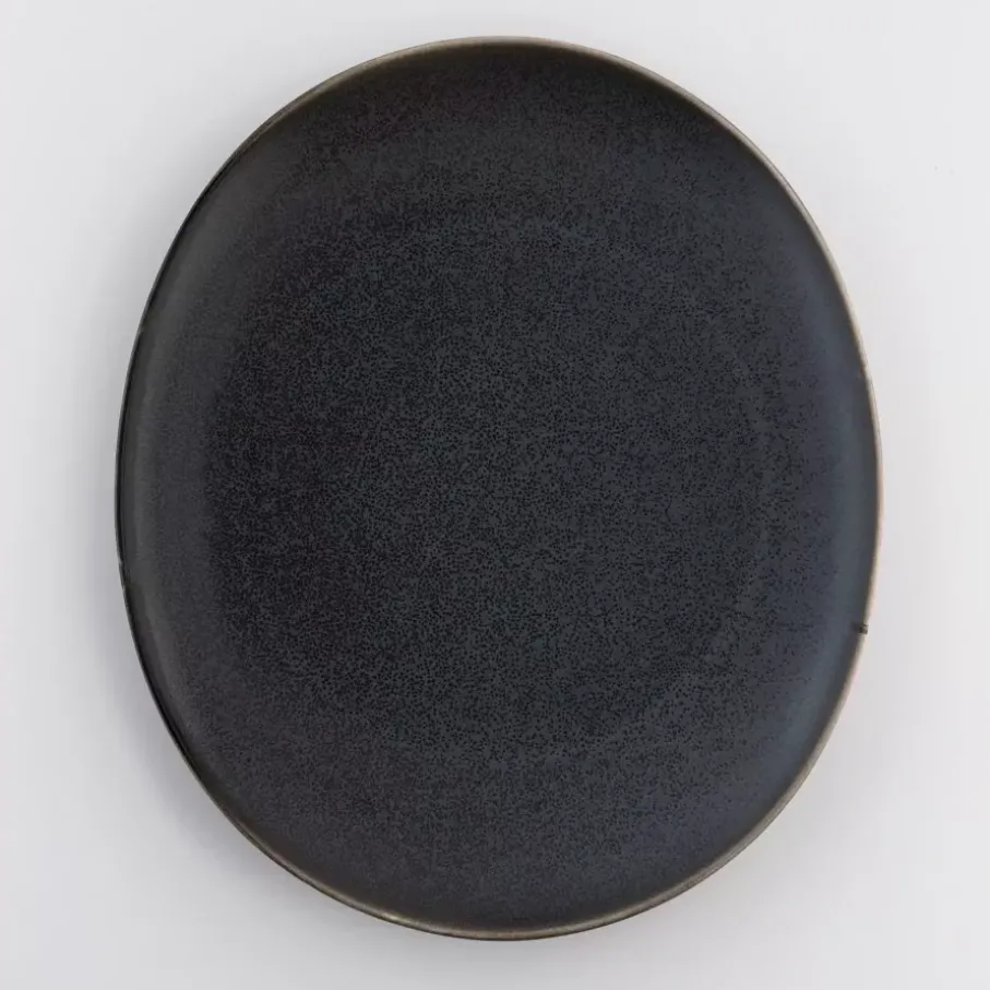 Talerz obiadowy DUKA TIME BLACK 28x24 cm grafitowy porcelanowy