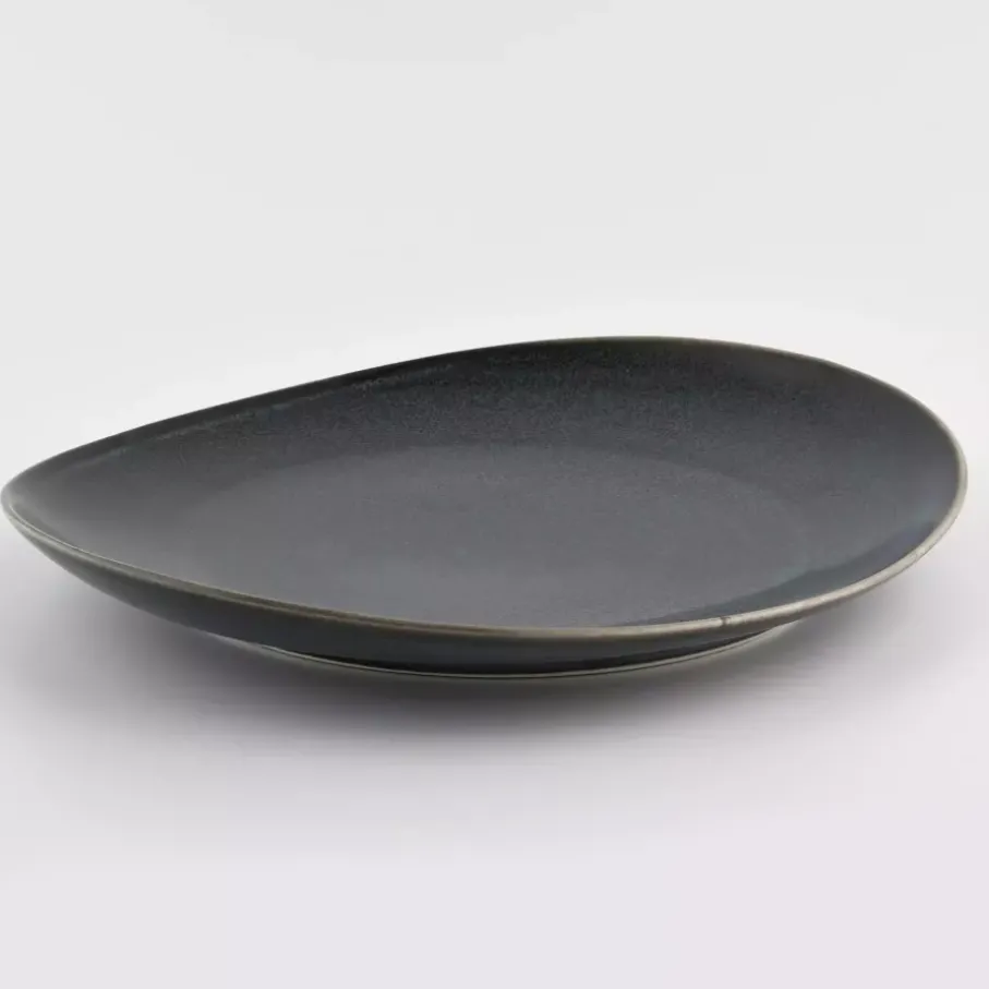 Talerz obiadowy DUKA TIME BLACK 28x24 cm grafitowy porcelanowy