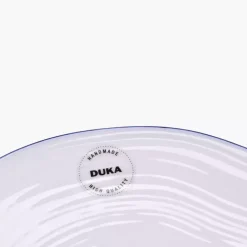 Talerz płytki obiadowy DUKA KROG 27 cm biały granatowy porcelana