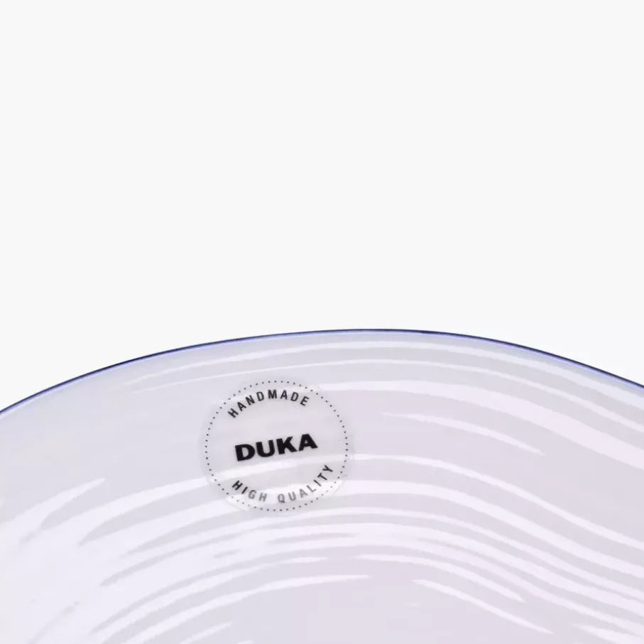 Talerz płytki obiadowy DUKA KROG 27 cm biały granatowy porcelana