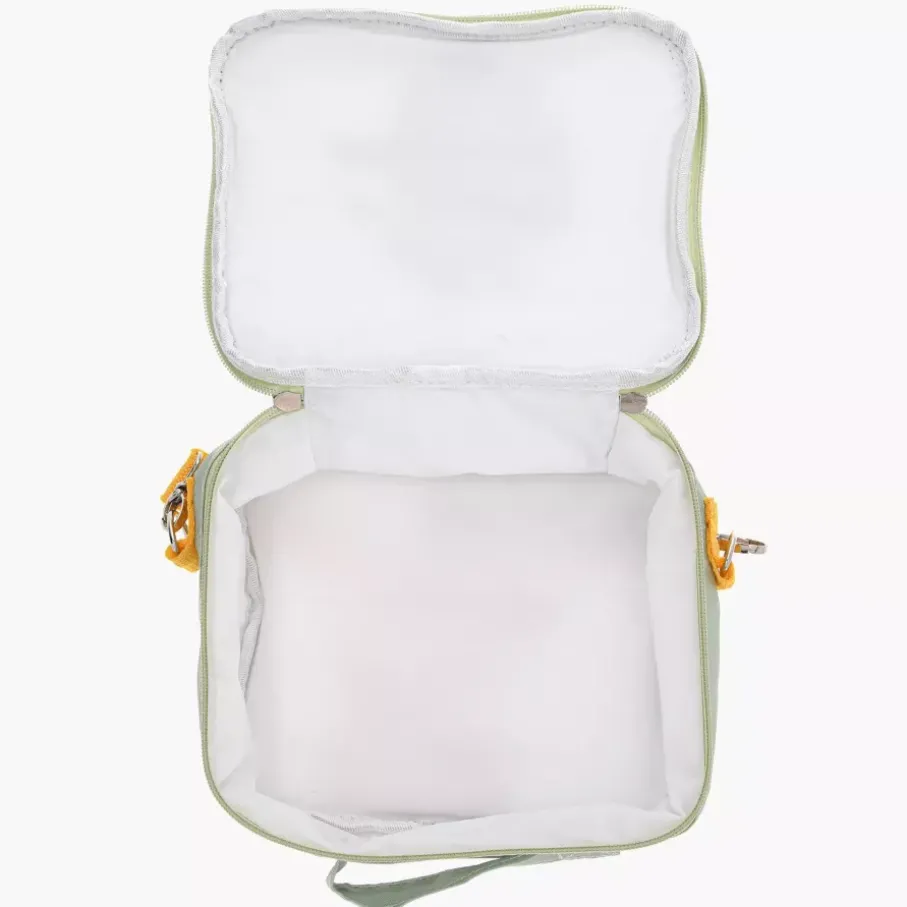 Torba termiczna na lunch kwiatek DUKA MINI 22x19x8 cm zielona pomarańczowa