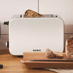 Toster na grzanki dwukomorowy biały stalowy DUKA BOSSE