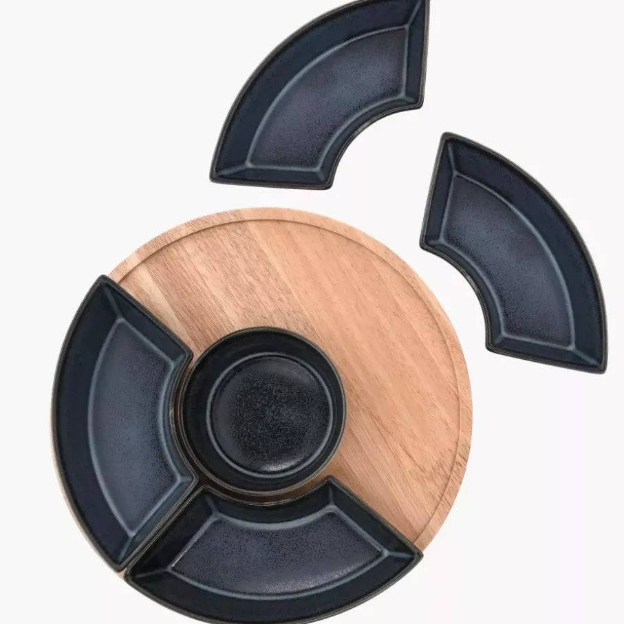 Zestaw do przystawek na obrotowej tacy DUKA WAREWOOD porcelanowy