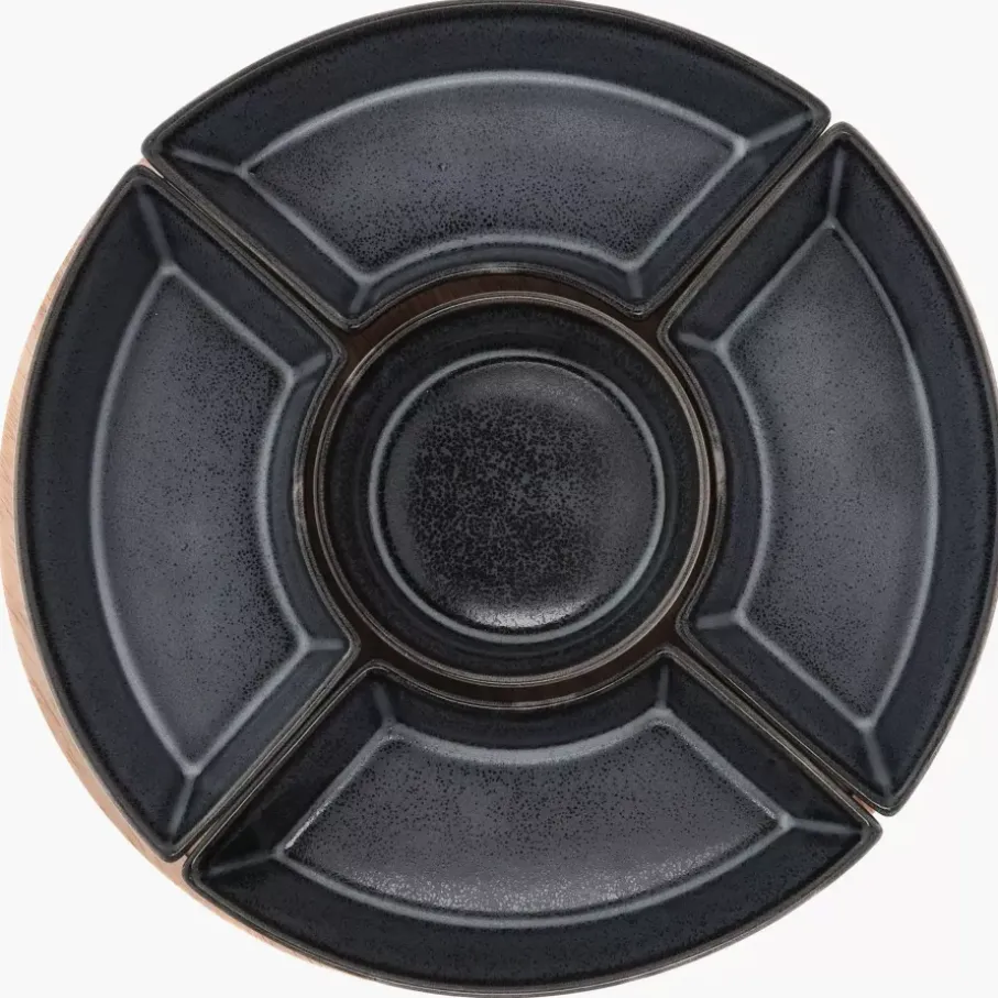 Zestaw do przystawek na obrotowej tacy DUKA WAREWOOD porcelanowy