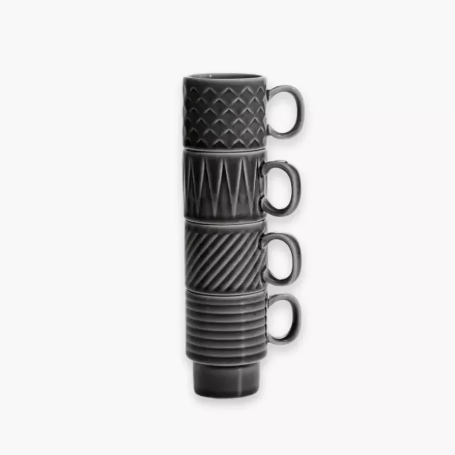 Zestaw 4 filiżanek do espresso SAGAFORM COFFE & MORE szary