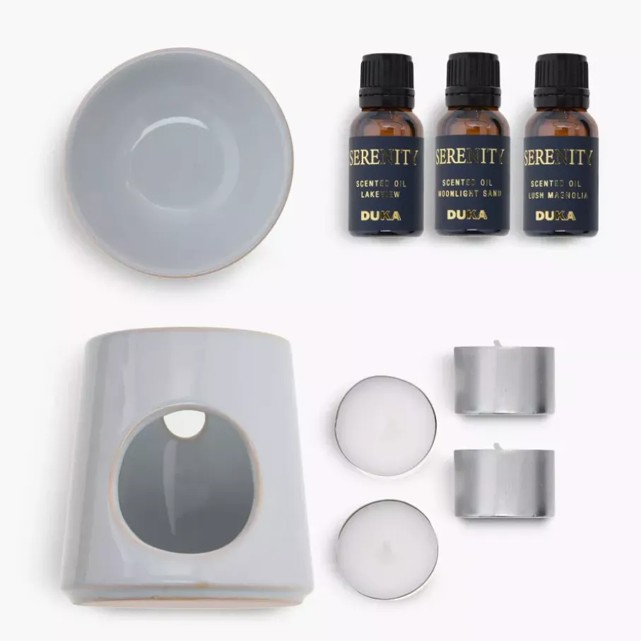 Zestaw kominek zapachowy z olejkami DUKA SERENITY 8 el. ceramiczny