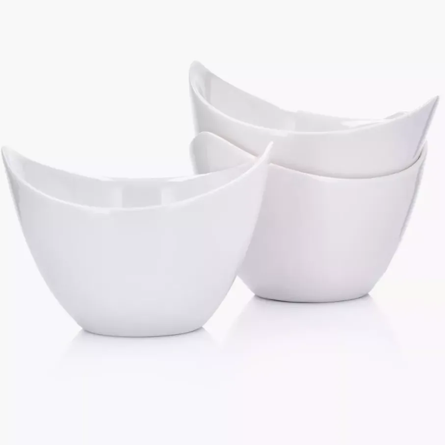 Zestaw miseczek z podstawką DUKA BAMBOO 3 sztuki białe porcelana