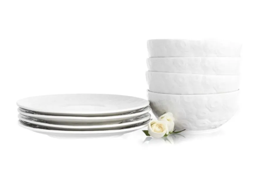 Zestaw śniadaniowy różyczki DUKA SARA 12 elementów porcelana