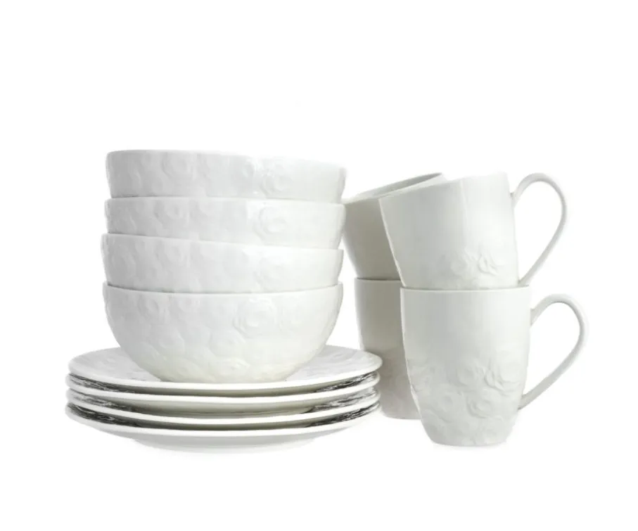 Zestaw śniadaniowy różyczki DUKA SARA 12 elementów porcelana
