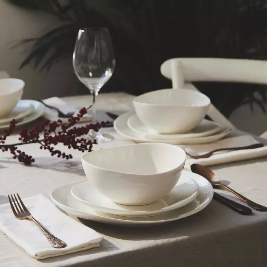 Zestaw obiadowy DUKA TIME 18 elementów biały porcelana