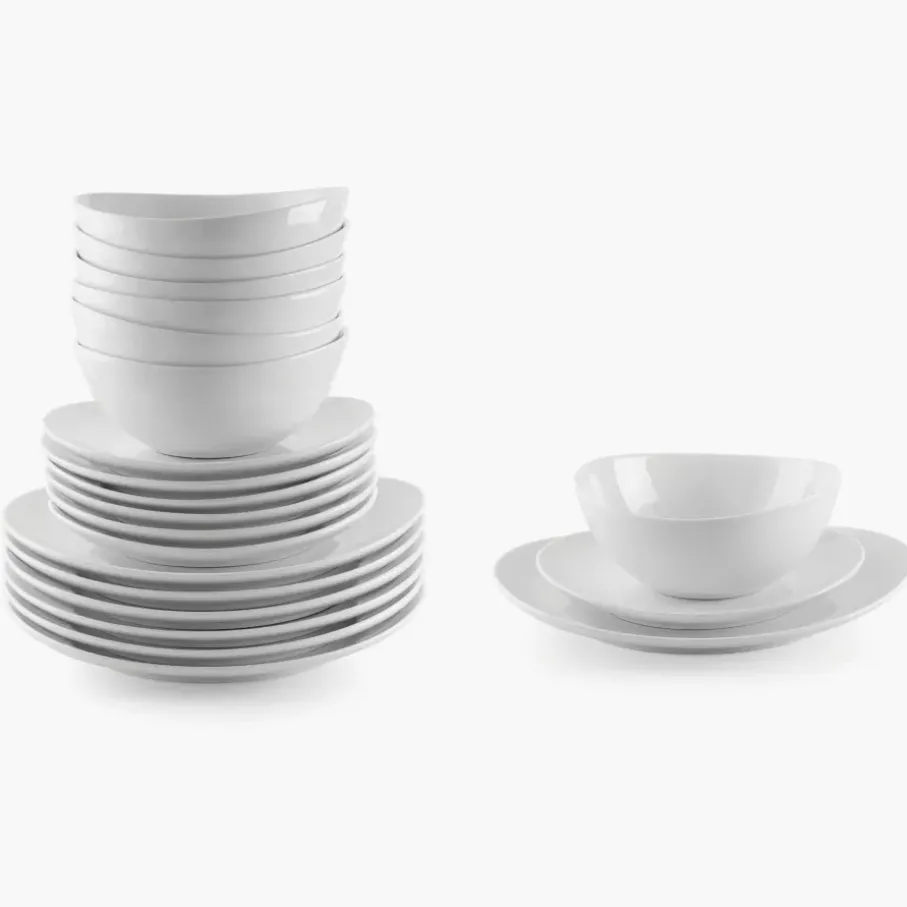 Zestaw obiadowy DUKA TIME 18 elementów biały porcelana